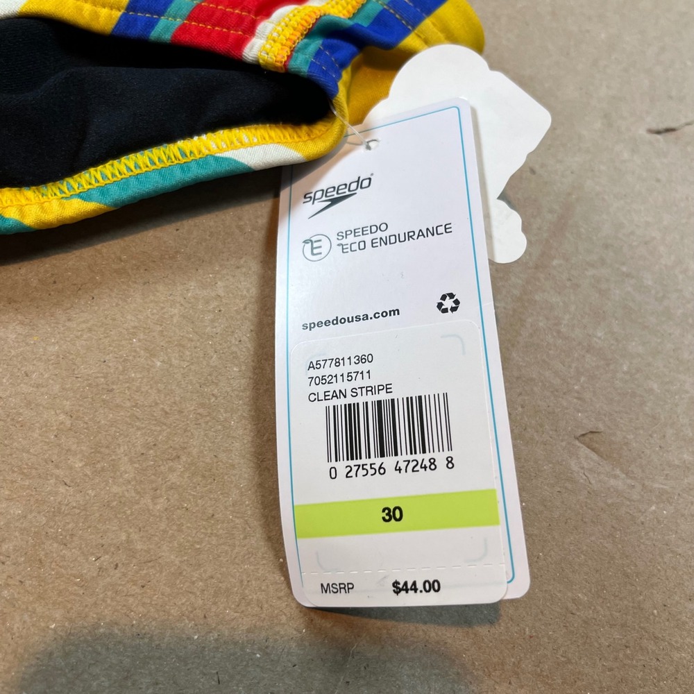 Speedo Mens Eco Endurance Swim Brief Vibe Collection Clean Stripe Multi 30 NWT - Picture 4 of 5